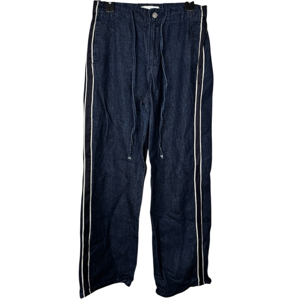 Zara Women's Dark Blue Jeans with White Stripes